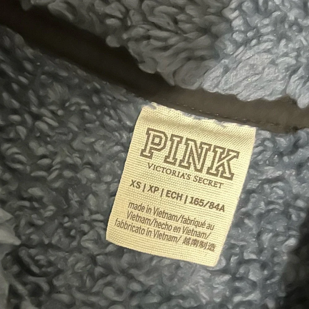 PINK Victoria's Secret Teddy Half Zip Blue Fleece Pullover Sweatshirt - Picture 7 of 7